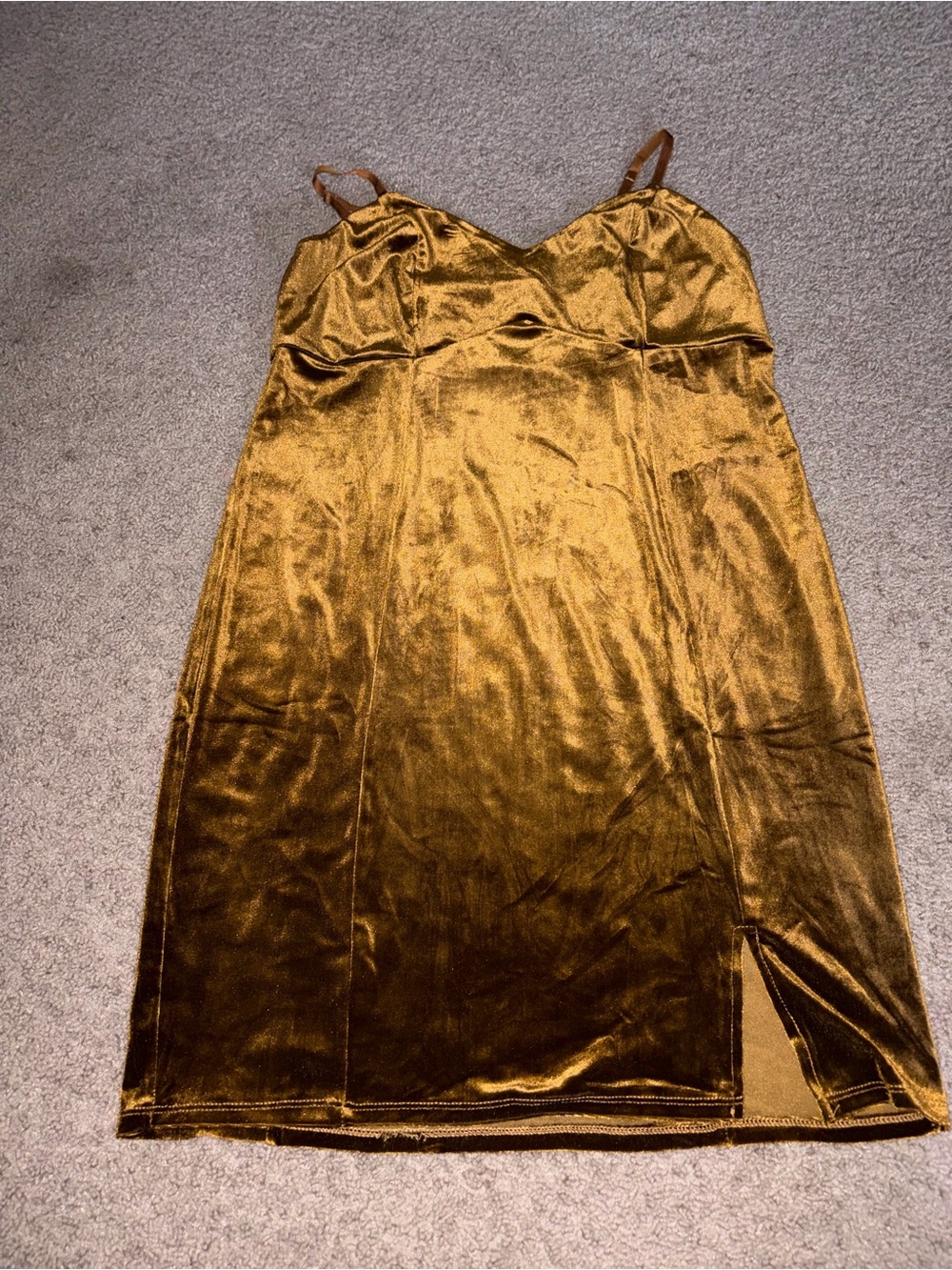 Forever 21 Metallic Gold Velvet Slip Mini Dress